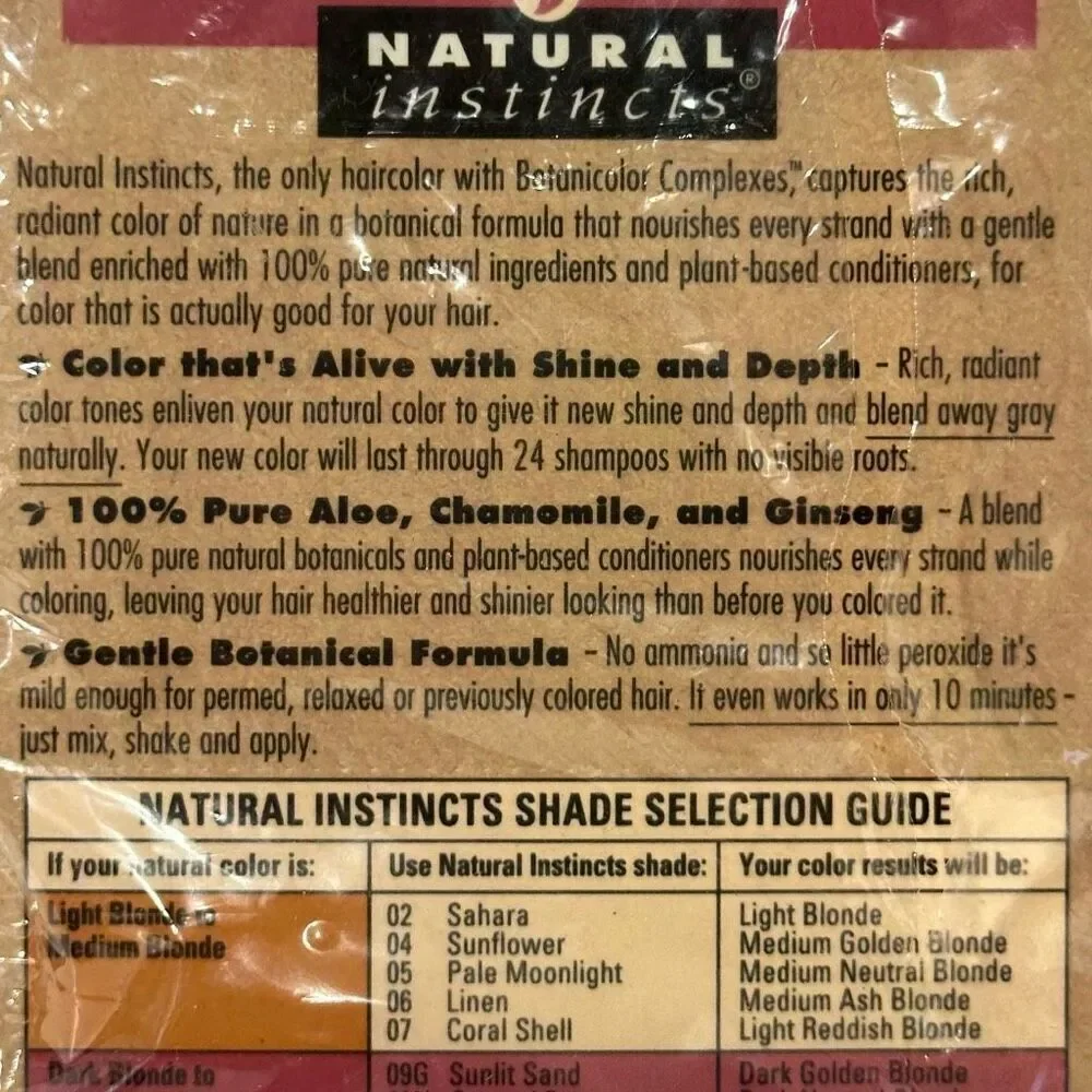 Clairol Natural Instincts 09N Coastal Dune-Dark Neutral Blonde Level 2